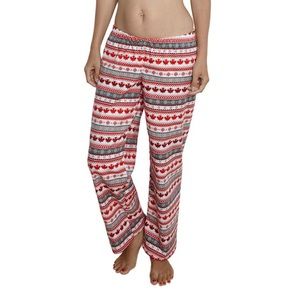 Red Maple leaf Cotton Pajama pants with drawstring - Woman’s flannel pajamas